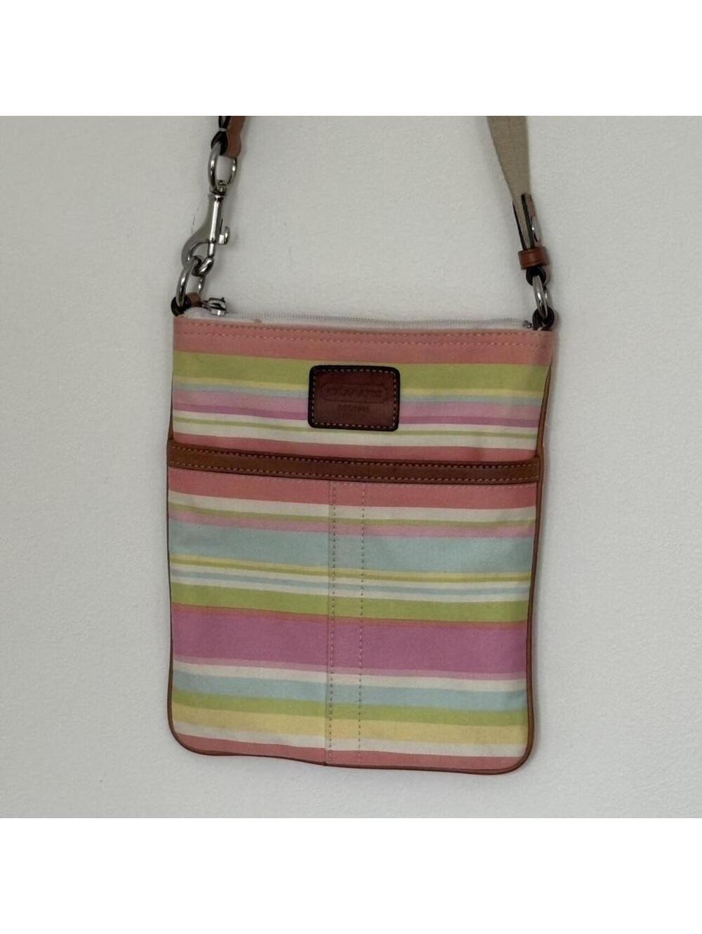 Vintage Mid-2000s Coach Hampton Pastel Stripe Crossbody